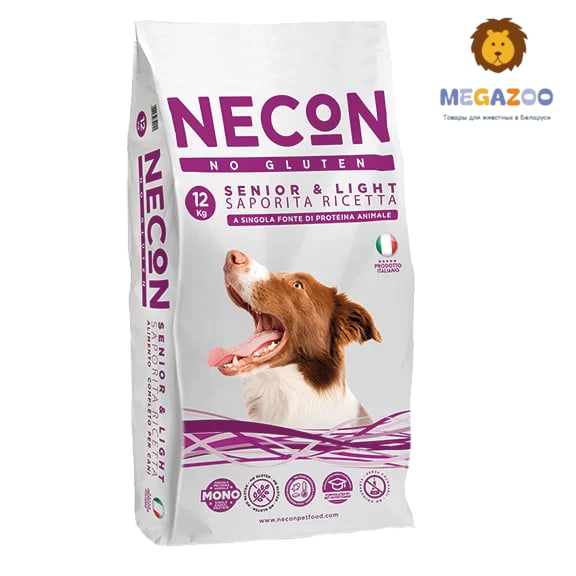 Сухой рацион для стареющих собак Necon Delicious Senior (свинина, рис) 