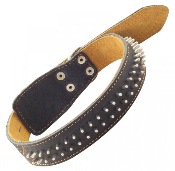 Ошейник кожаный двойной с украшением "Ёж" Gamma 36 мм*720 мм (11232048)