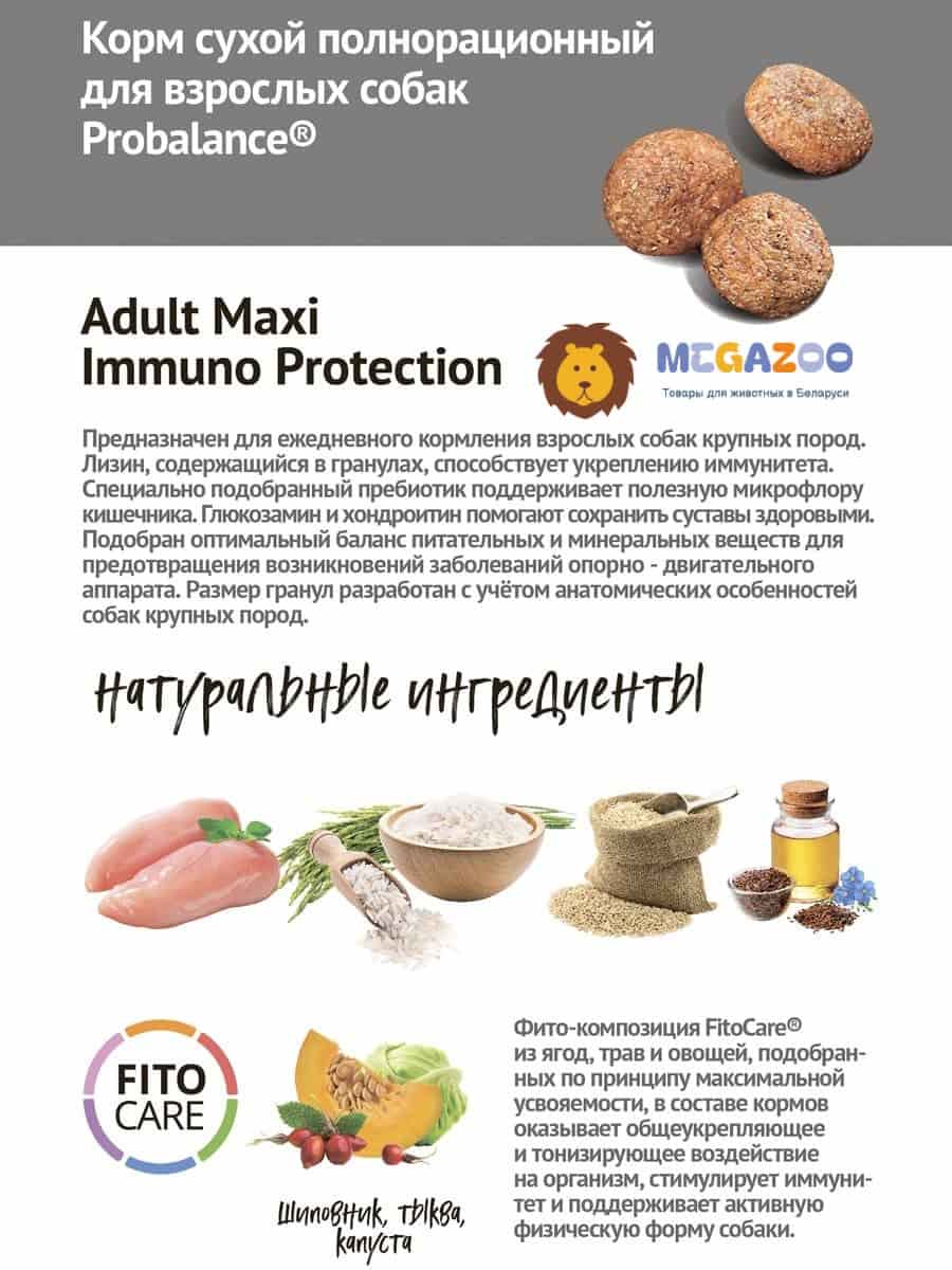 Сухой рацион для собак ProBalance Dog Immuno Adult Maxi