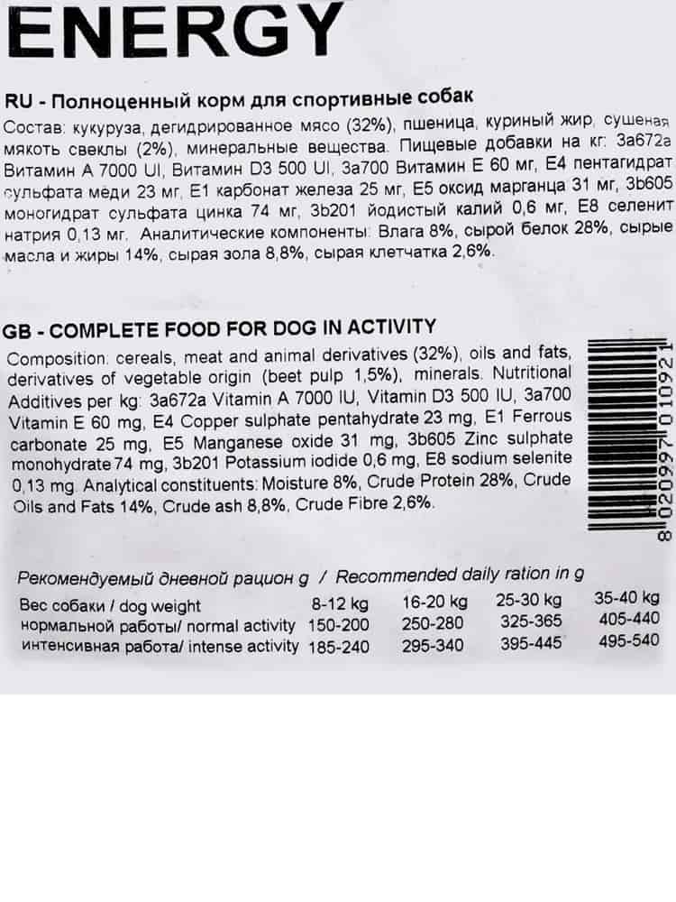 Еда для собак MamyNAT Dog Energy (свинина, курица, говядина)