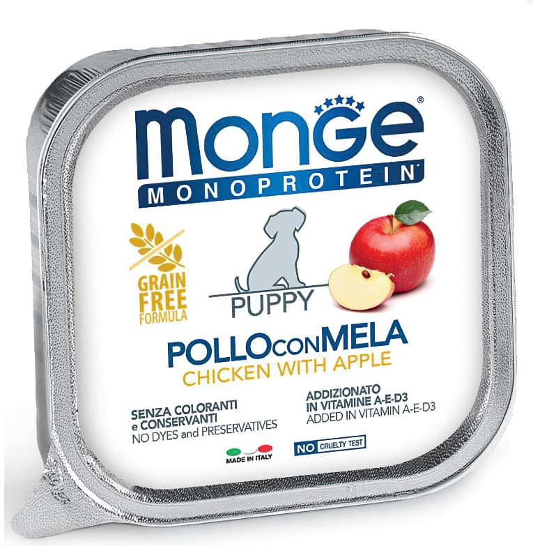 Мокрый корм для щенков Monge Fruit Puppy (курица, яблоко)