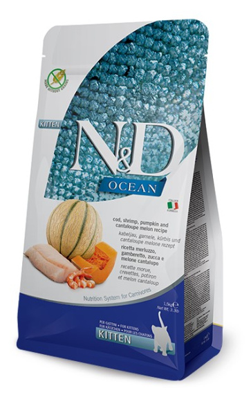 Сухой корм для котят Farmina N&D OCEAN Cat Pumpkin, Codfish, Shrimp & Cantaloupe Melon Kitten