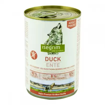 Консервированный корм для собак Консервы для щенков Isegrim PRAIRIE Duck (утка, постернак, облепиха)