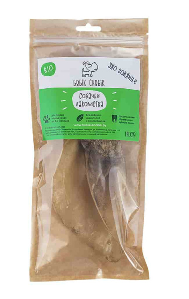 Ухо говяжье для собак "Бобик-Снобик" 1 шт (011401)