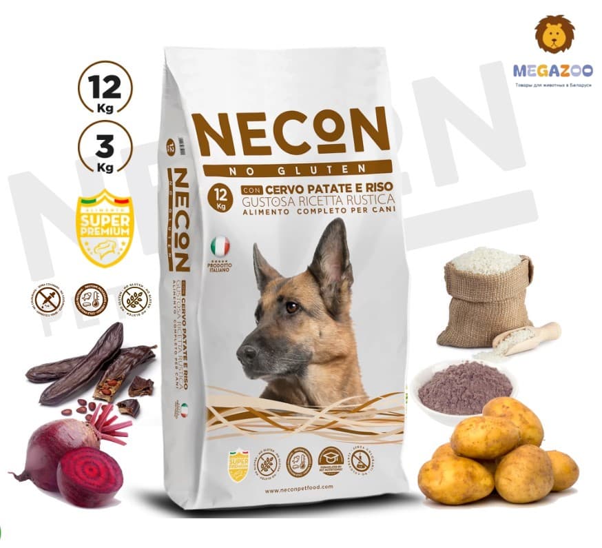 Питание для собак Necon Gustosa Adult (оленина, картофель и рис)