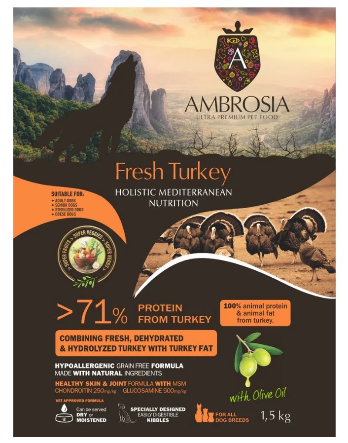 Повседневный корм для собак AMBROSIA MEDITERRANEAN (индейка)