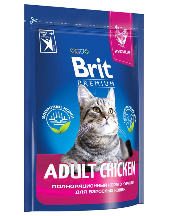 Brit Premium Adult Chicken - полнорационный сухой корм премиум класса с курицей для взрослого кота
