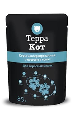 Пресервы для взрослых кошек Терра Кот с лососем в соусе