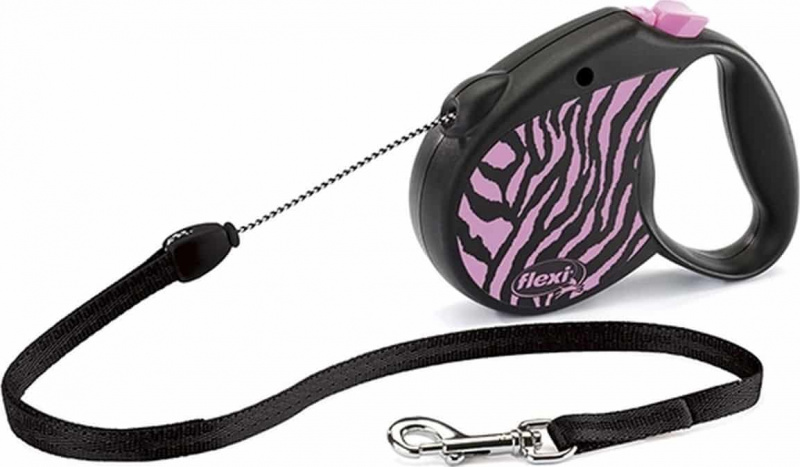 Поводок-рулетка Flexi Safari Cord розовый (трос)