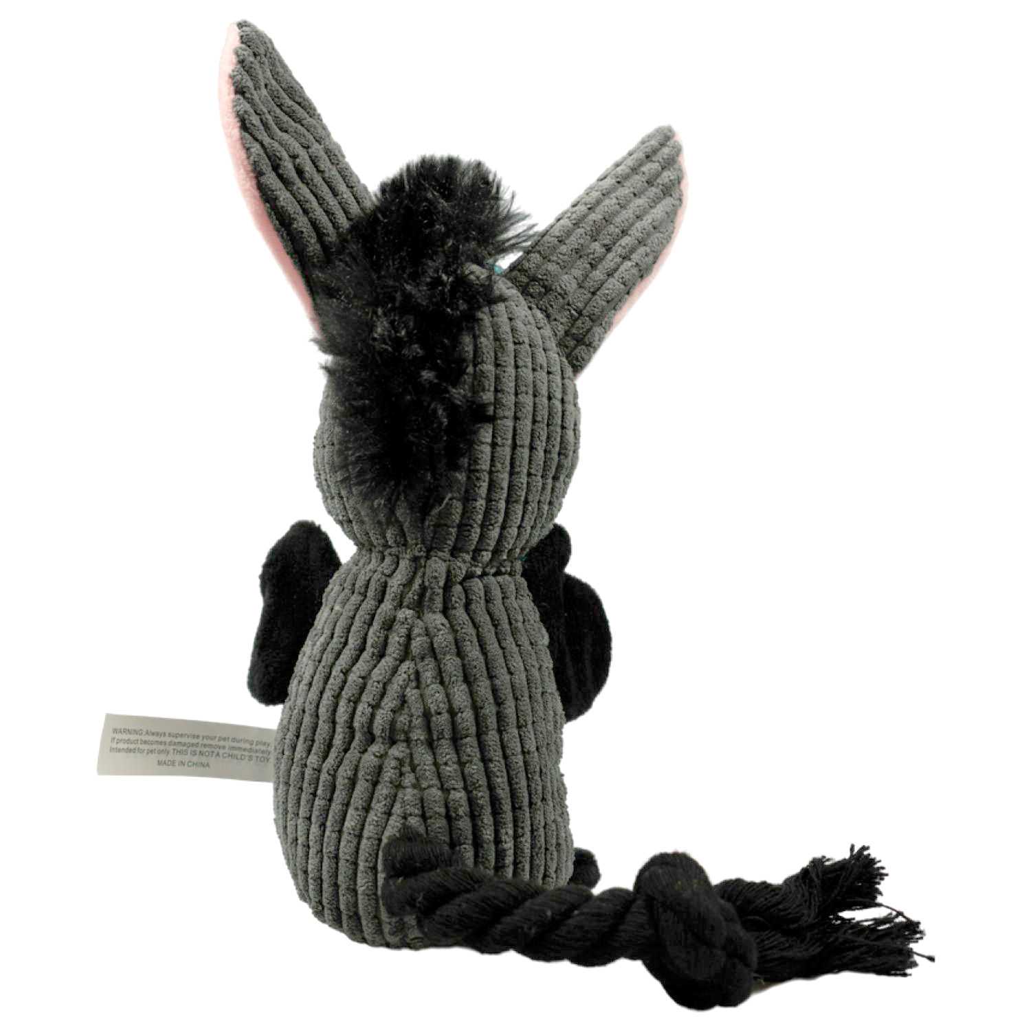 Игрушка Mr.Kranch для собак Ослик плюшевая с канатиками, пищалкой и карманом под лакомство 21 см