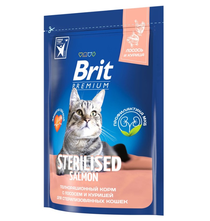 Корм для кастрированных котов Brit Premium Cat Sterilised Salmon (лосось, курица)