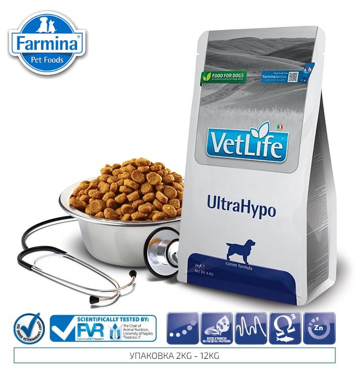 Диетическое питание для собак Сухой корм для собак Farmina Vet Life Dog UltraHypo