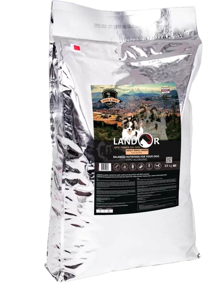 Каталог Сухой корм для собак LANDOR Dog Adult Small Breed (утка, рис) для собак