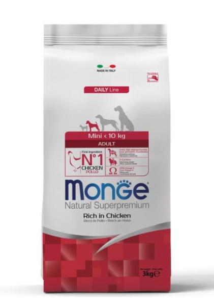 Каталог Сухой корм для собак Monge Dog Daily Line Mini Adult (курица, рис) для собак