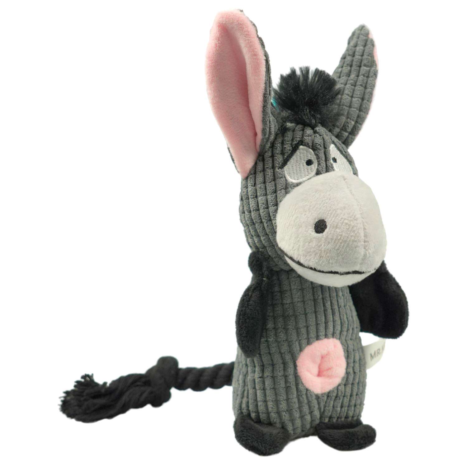 Игрушка Mr.Kranch для собак Ослик плюшевая с канатиками, пищалкой и карманом под лакомство 21 см