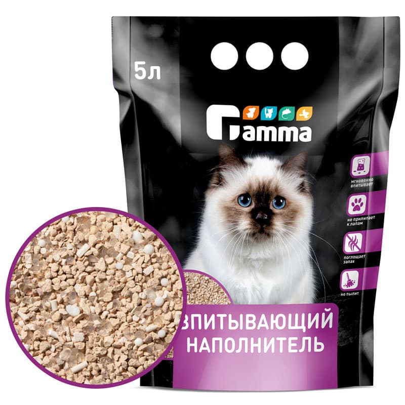 Наполнитель Gamma впитывающий 5 л для кошек 