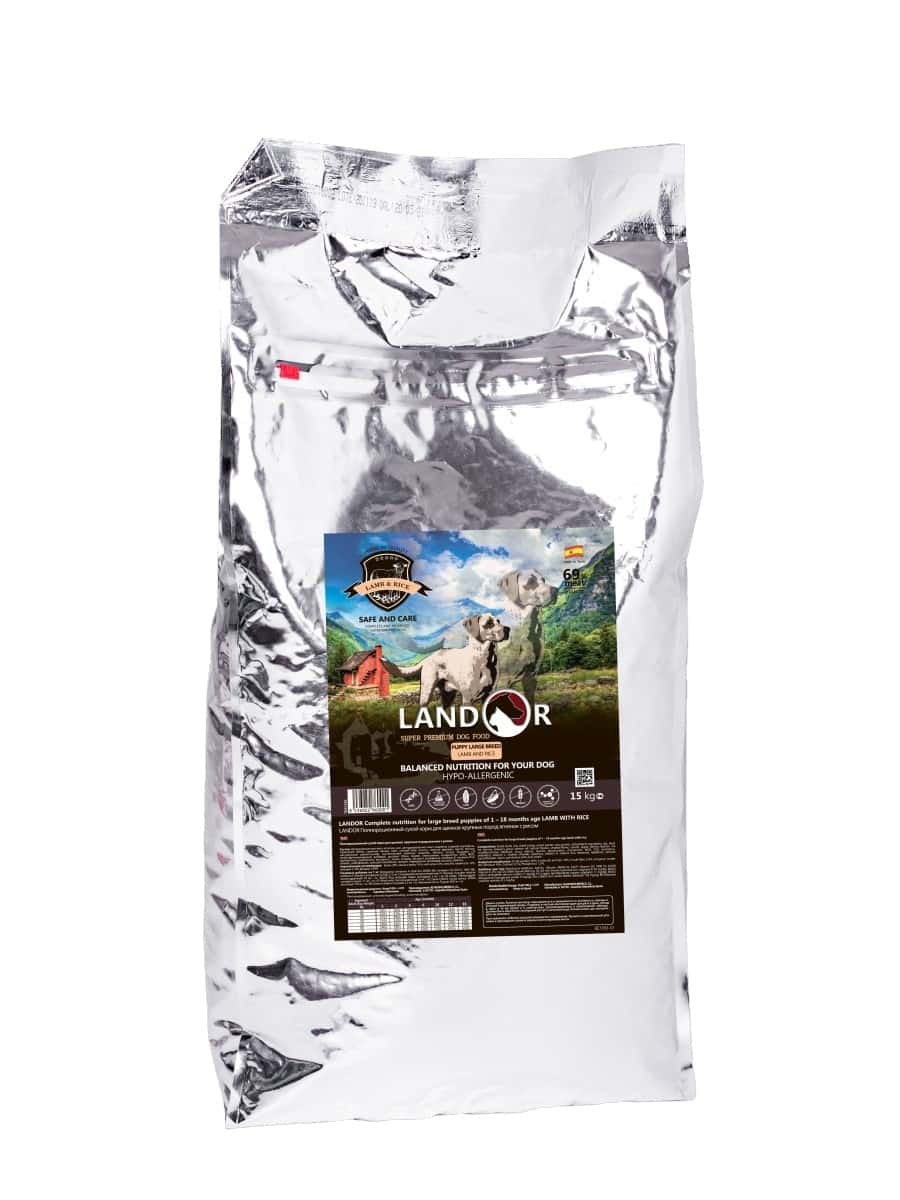 Каталог Сухой корм для щенков LANDOR Dog Puppy Large Breed (ягненок, рис) для собак