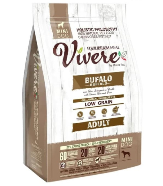 Рацион для собак мини пород Vivere Dog Adult Mini (буйвол)