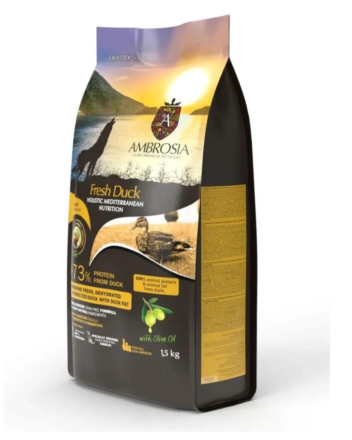 Еда  для взрослых собак AMBROSIA MEDITERRANEAN (утка)