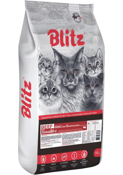 Сухой корм для кошек Blitz Sensitive Adult Cats All Breeds (говядина)