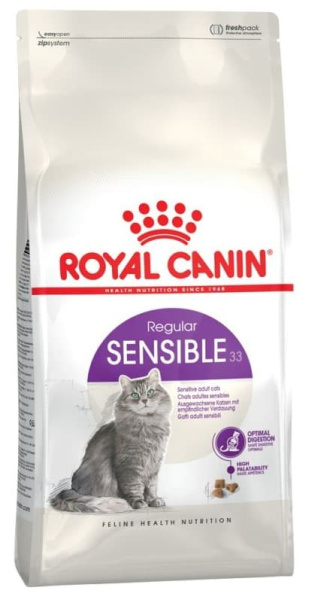 Royal Canin Sensible 33 сбалансированный корм для взрослых кошек (в возрасте старше 1 года) с чувствительной пищеварительной системой