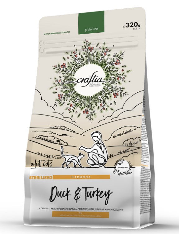 Еда для стерилизованных кошек CRAFTIA HARMONA Cat Adult Sterilised (утка, индейка)