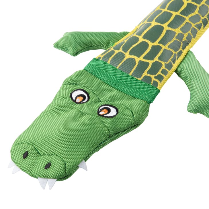 Игрушка Mr.Kranch из пожарного шланга для собак Крокодил с пищалкой 65 см зеленая
