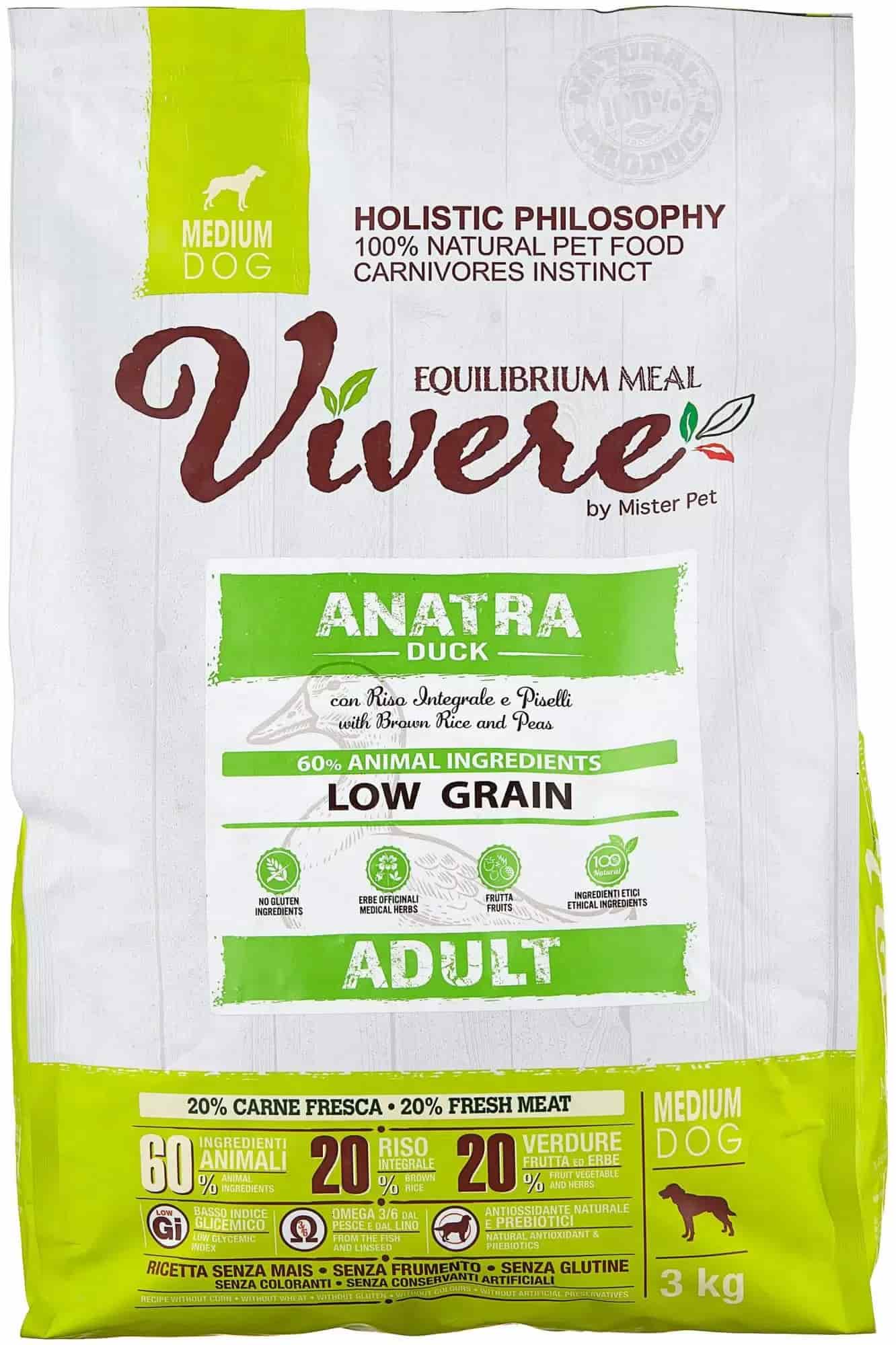 Пища Сухой корм для собак средних пород Vivere Dog Adult Medium (утка)