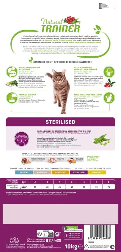 Еда для стерилизованных кошек Trainer Natural Adult Sterilised (лосось)