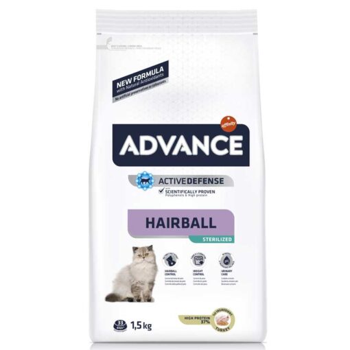 Пища для кошек Сухой корм для кошек Advance Cat Adult Sterilized Hairball (индейка и ячмень)