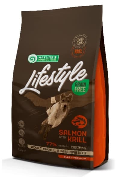 Питание для собак мелких пород Сухой корм для собак Nature's Protection Lifestyle Mini Adult Dog (Лосось и криль)