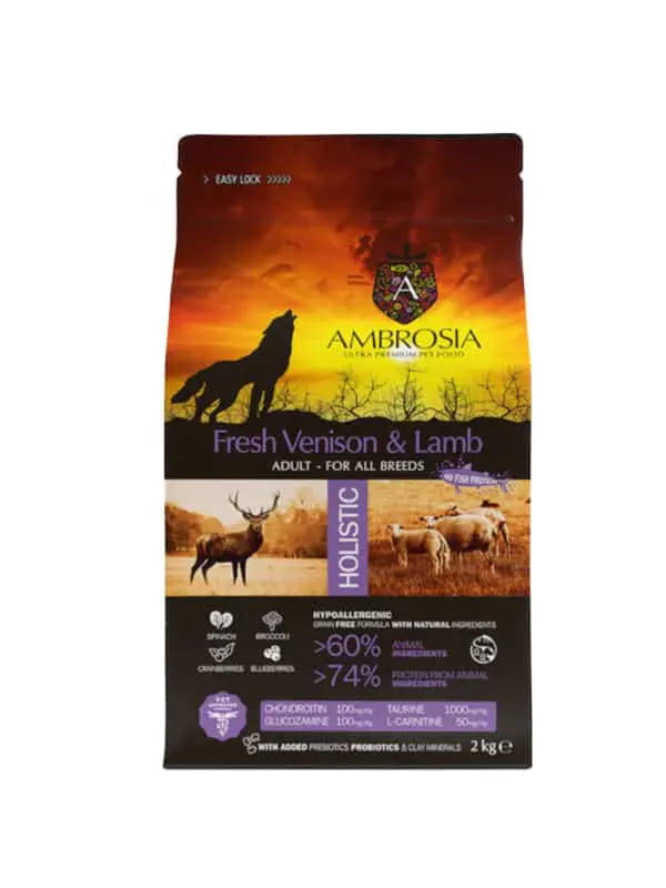 Рацион для собак всех пород Сухой корм для собак Ambrosia Grain Free Dog Adult All Breed (оленина, ягненок)
