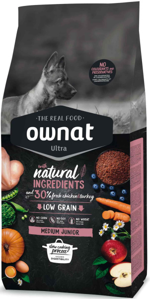 Каталог Сухой корм для собак OWNAT Ultra Medium Junior (курица) для собак