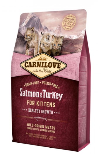 Сухой корм для котят Carnilove Kittens (лосось и индейка) полнорационный корм без злаков для котят 