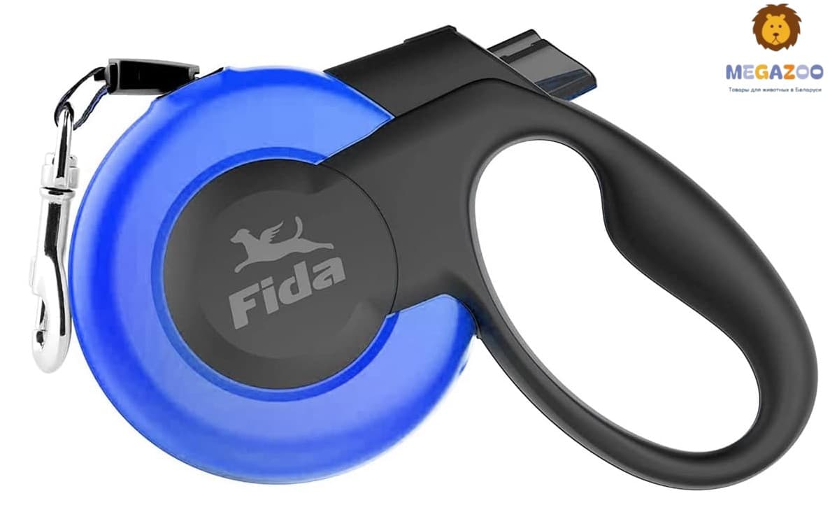 Поводок-рулетка лента Fida Mars (лента), синяя для собак