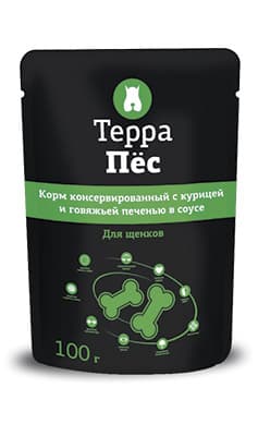 Влажный корм для щенков Терра Пёс (курица, говяжья печень в соусе)