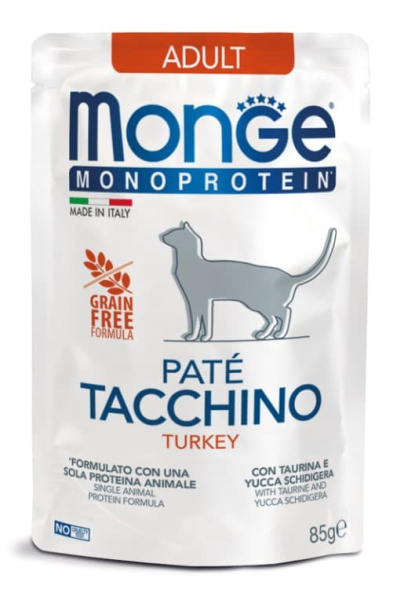 Влажная еда для кошек Monge Cat Monoprotein (индейка)