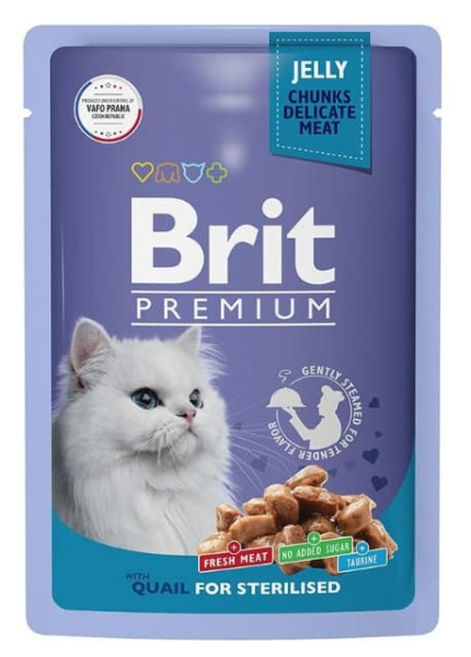 Еда для стерилизованных кошек Brit Premium Cat (Перепелка в желе) 85 г