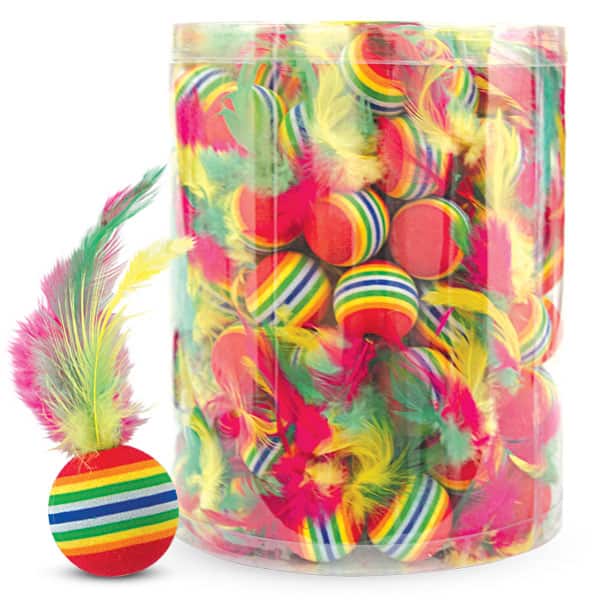 Игрушка для кошек "Мяч с пером" 35 мм*120 шт (22181025)