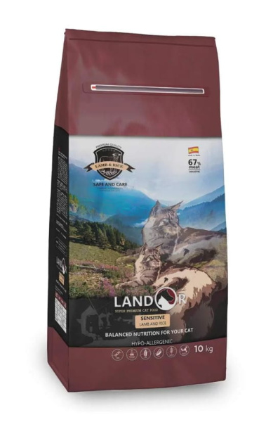 Сухой корм для кошек LANDOR Adult Cat Sensitive (ягненок, рис)