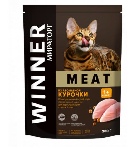 Сухой корм Виннер Мит ароматная курочка для кота 