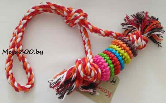 Игрушка для собак "Колесики на веревке" хлопок