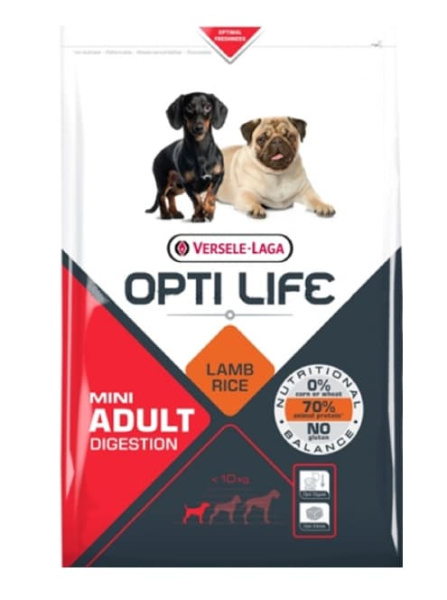 Каталог Сухой корм для собак Opti Life Adult Digestion Mini (ягненок, рис) для собак