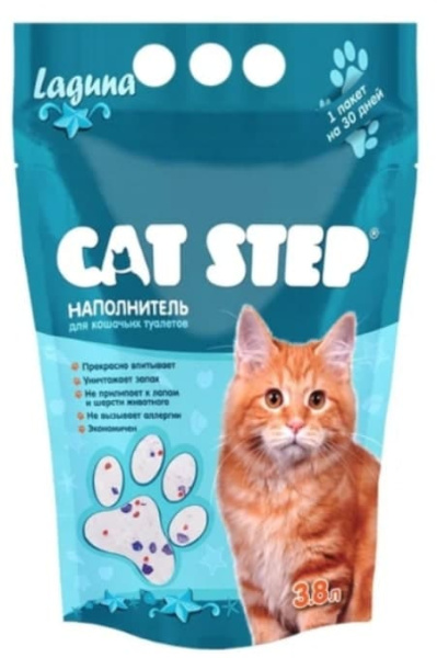 Силикагелевый наполнитель Cat Step Лагуна 3.8 л для лотка кошки