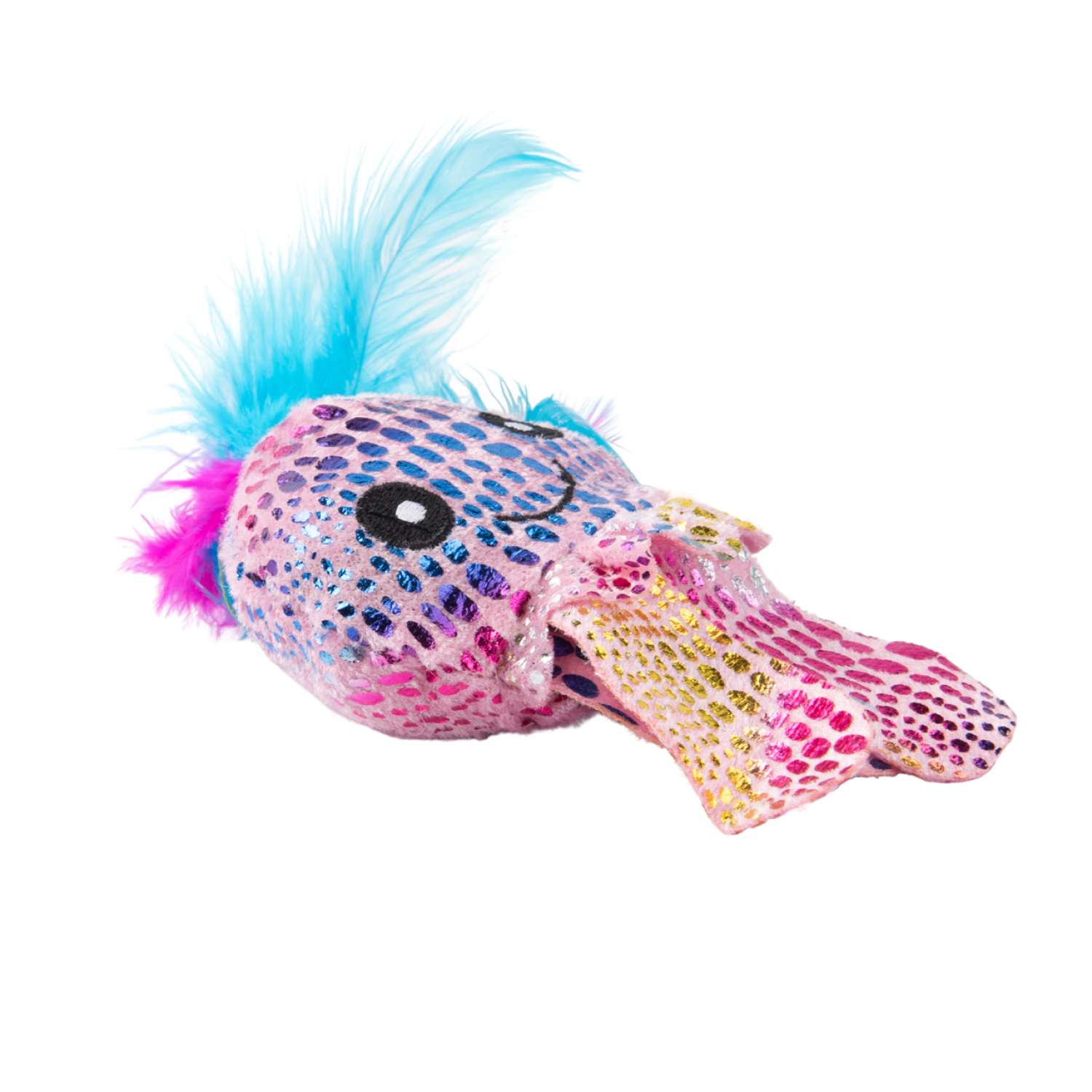 Mr.Kranch Игрушка для кошек Осьминожка плюшевая, с кошачьей мятой и перышками 6,5 см розовая