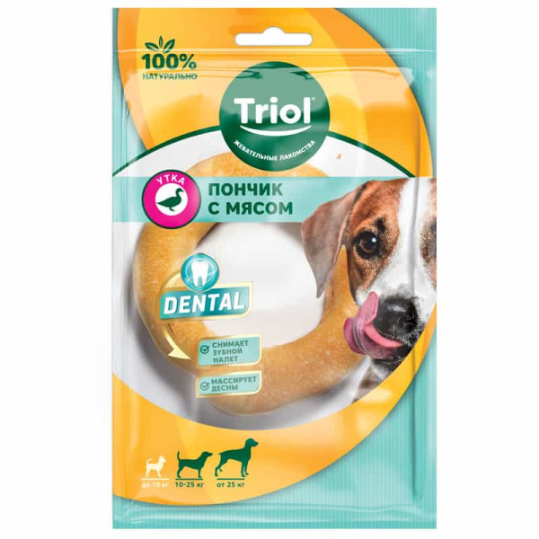 Пончик жевательный с мясом утки DENTAL 10 см, 65-75 гр (10151132)
