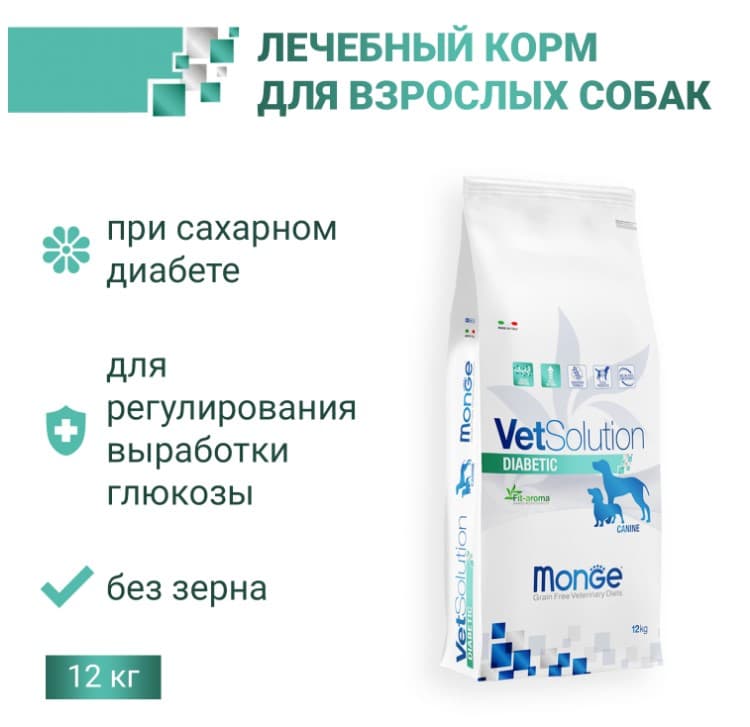 Лечебное питание для собак Monge VetSolution Diabetic Dog