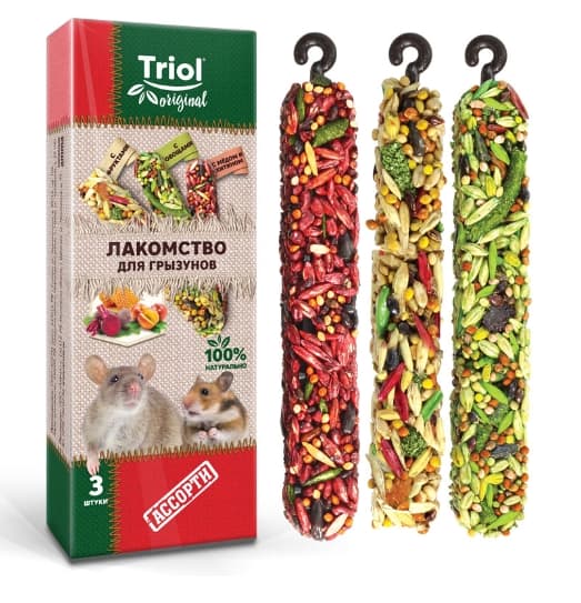Лакомство для грызунов АССОРТИ Triol Original уп.3 шт (40161013)