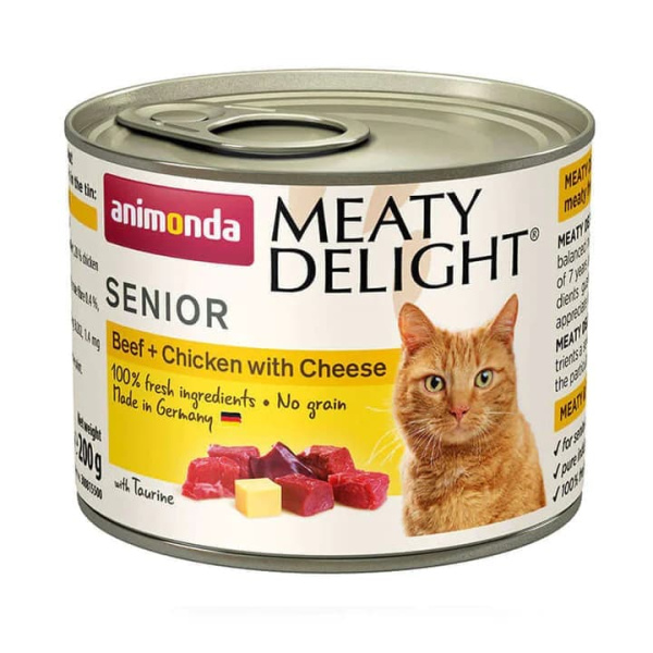 Еда для кошек Влажный корм для пожилых кошек Animonda Senior Cat Meaty Delight Tin Beef Chicken (с сыром)