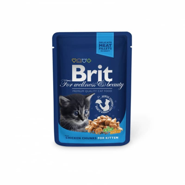 Питание для котят Brit Premium Cat Pouches Chicken Chunks for Kitten
